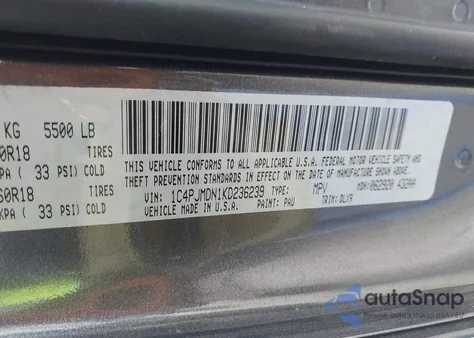 2019 Jeep Cherokee Limited 4X4 z USA, uszkodzony, nr VIN 1C4PJMDN1KD236239